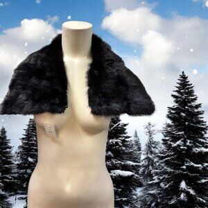 Fur Genuine Neck,Black,Elegant,Classic,Cocktail,Winter,Polyester Lining.!